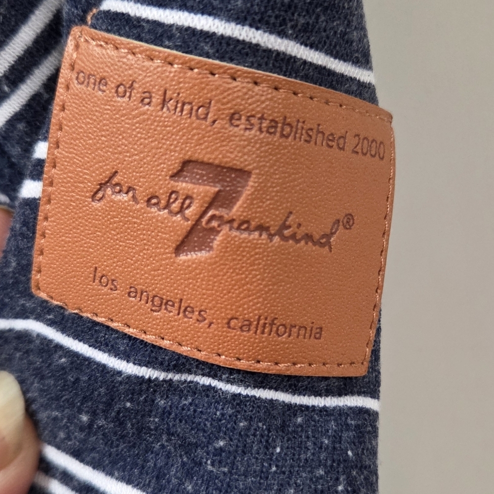 7 For All Mankind Navy Blue Striped Kids Hoodie - Picture 3 of 7